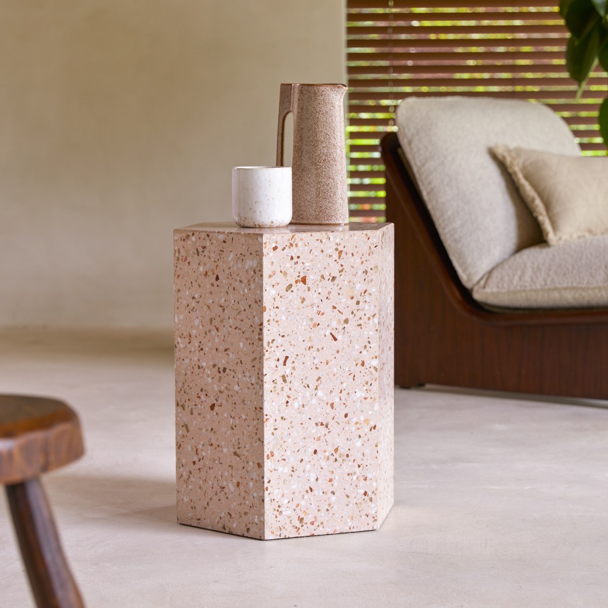 ZOÉ prémium terrazzo asztal pink 40x35