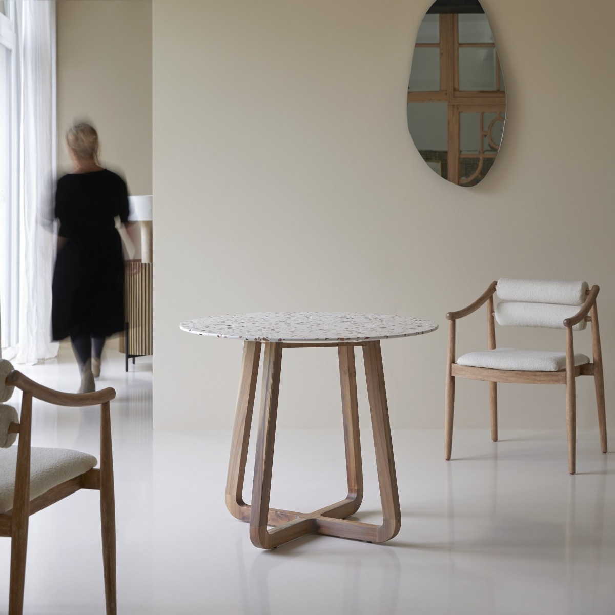 ELIO prémium terrazzo és  akáciafa asztal barna 90