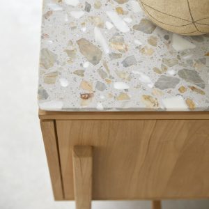 ISAURE teakfa a prémium terrazzo  tárolószekrény 140