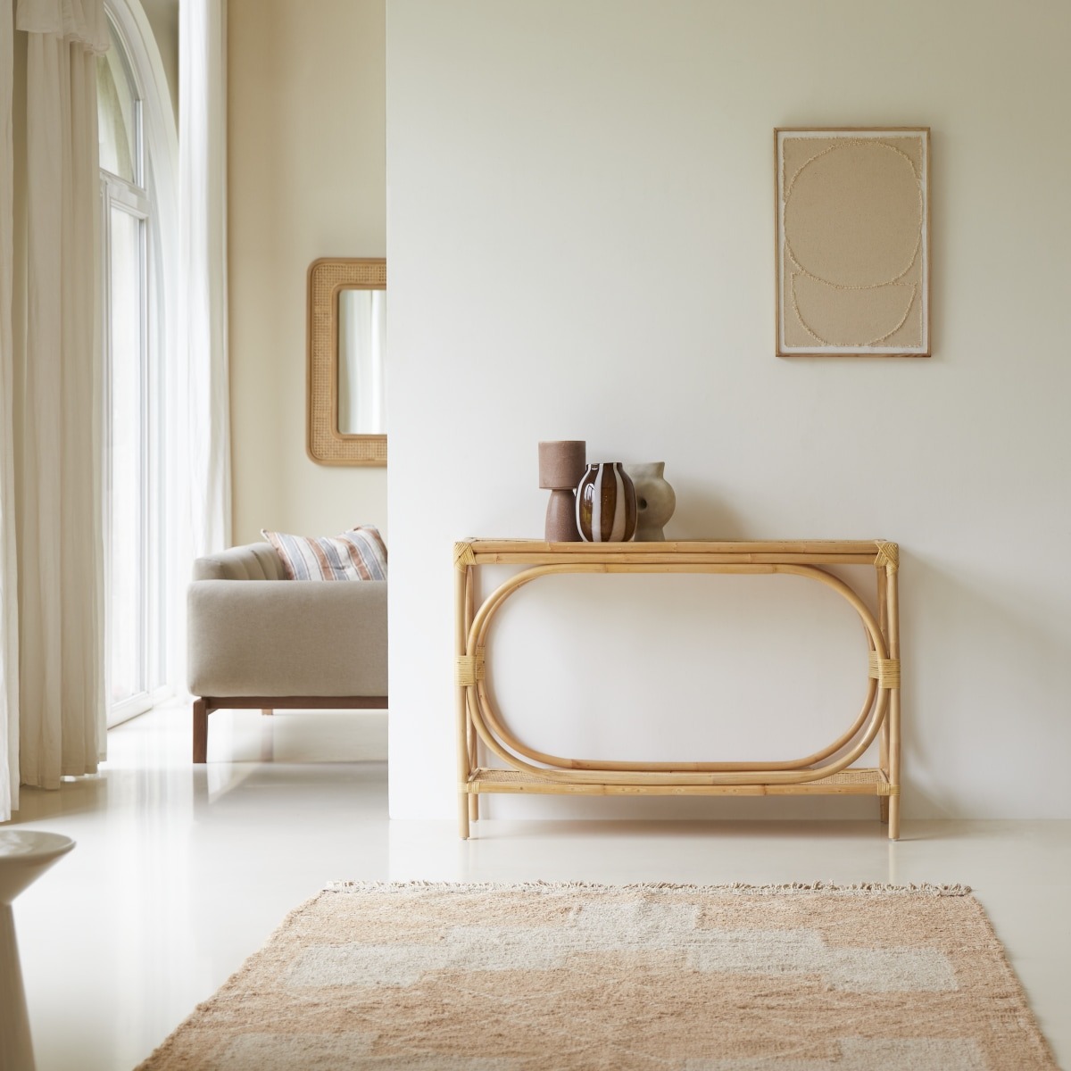 ELLA rattan konzolasztal 120