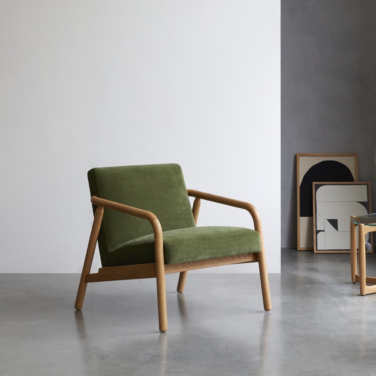 AXEL tölgyfa és  bársony karosszék zöld