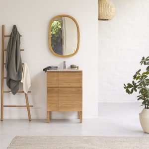 EASY tölgyfa és prémium pink terrazzo fürdőszoba szekrény 60
