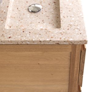 EASY tölgyfa és prémium pink terrazzo fürdőszoba szekrény 60