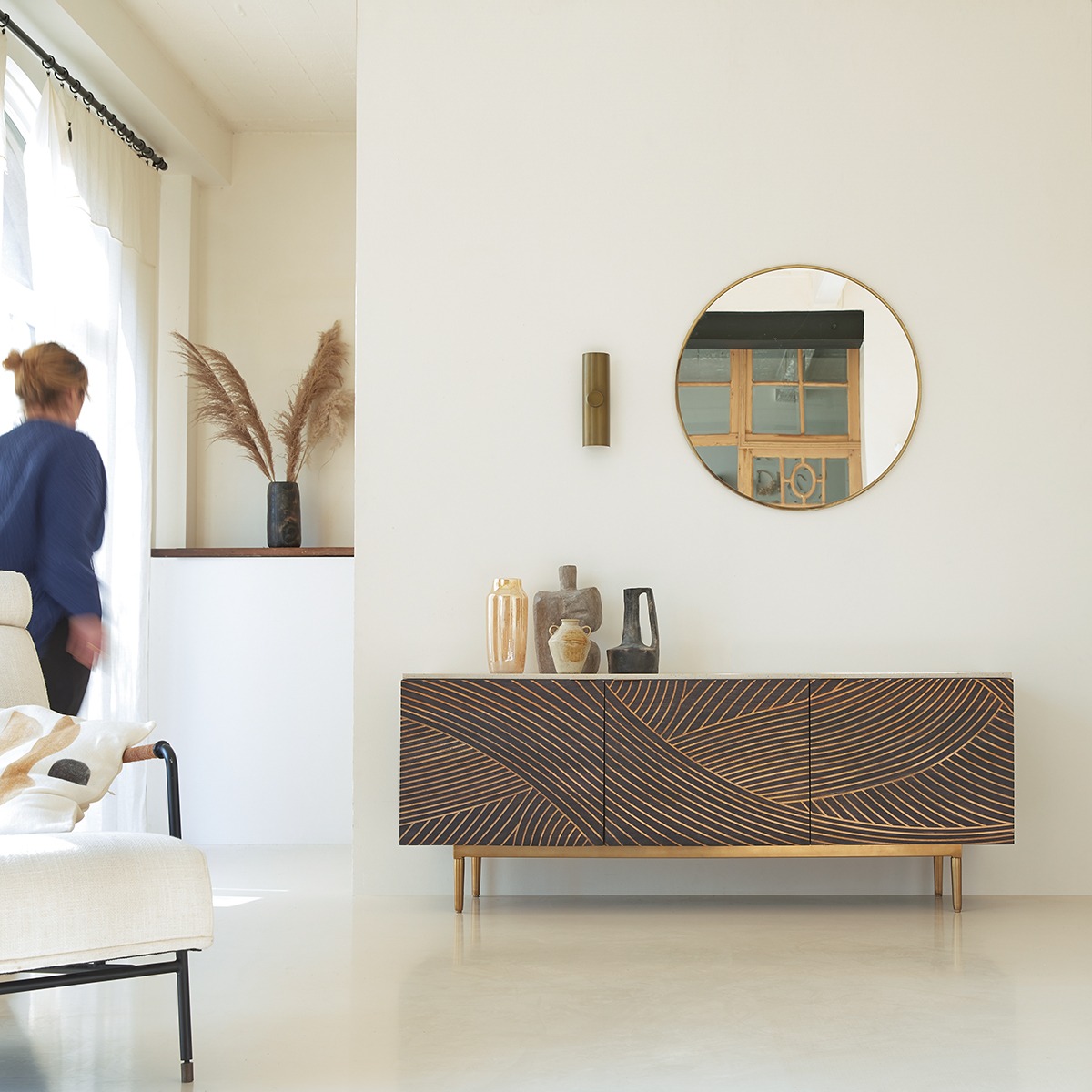 BILAL mangófa és terrazzo szekrény 180x70
