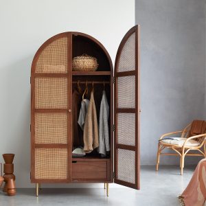 LISBETH szilfa és rattan tárolószekrény 180x90