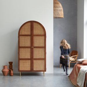 LISBETH szilfa és rattan ruhásszekrény 180x90