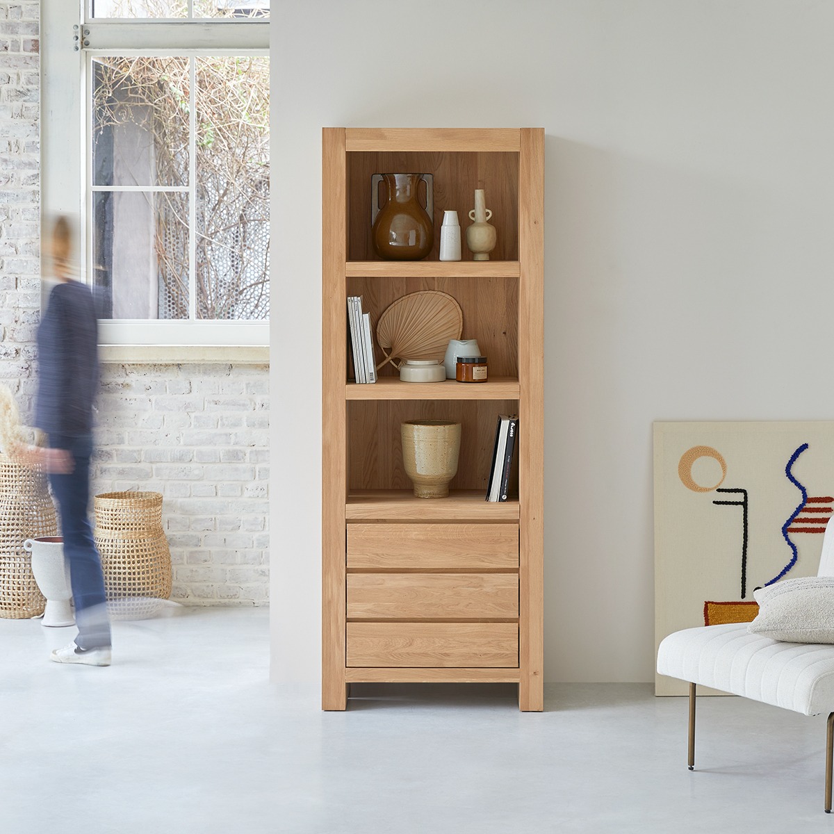 EDEN tölgyfa könyvespolc 75x200