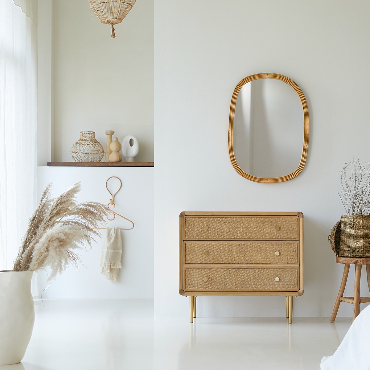 COME  tölgyfa és rattan komód 72x80
