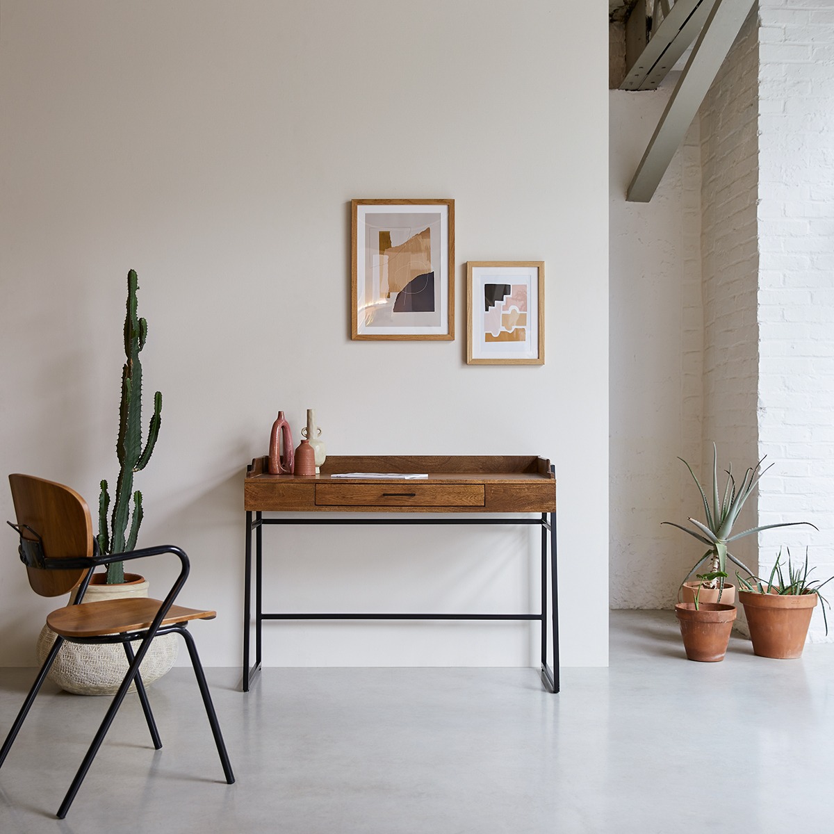 HEDDA mangófa és fém íróasztal 114x55